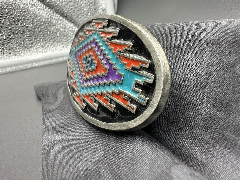 1993 GAP Multi-Color Navajo Geometric Graphic Belt Buckle