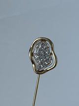 1960'S CROWN TRIFARI GOLD-TONE FINISH RHINESTONE STICK PIN