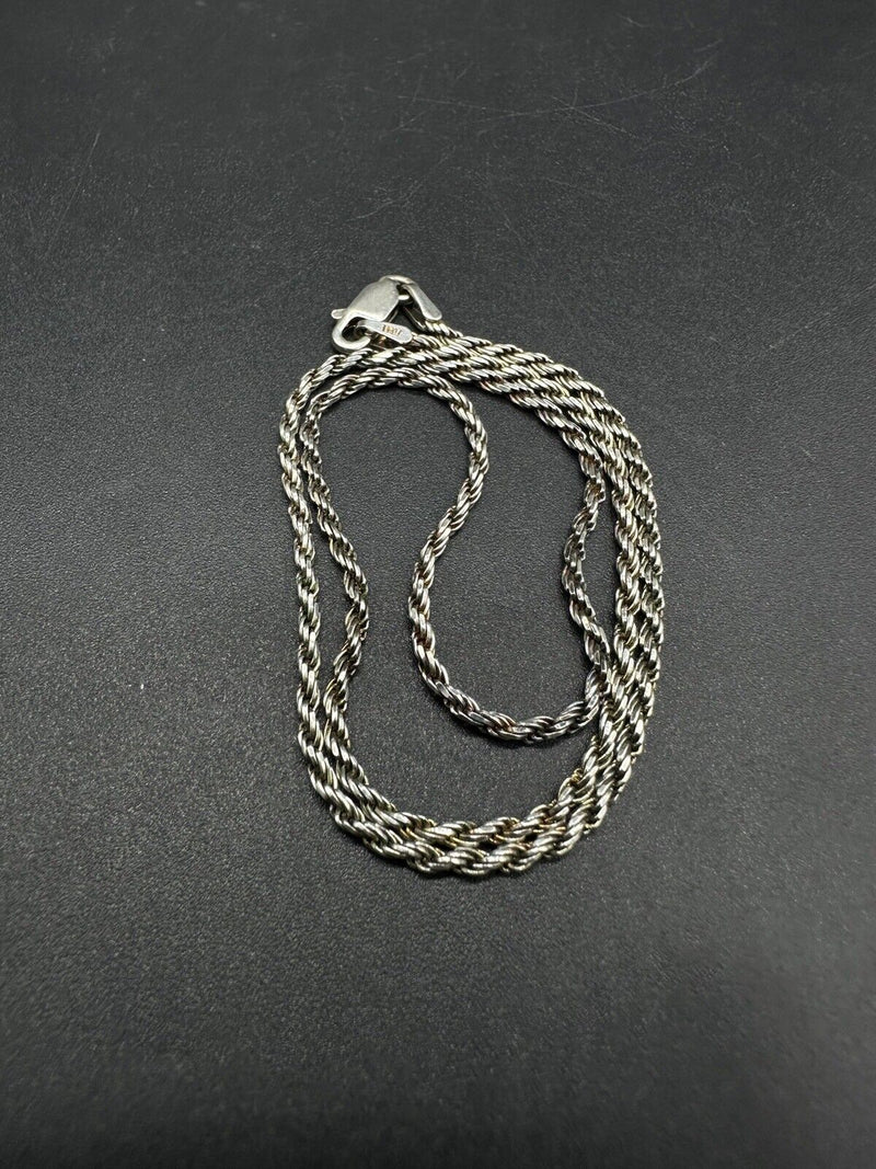 ROPE CHAIN STERLING SILVER ITALIAN NECKLACE 1mm 14"