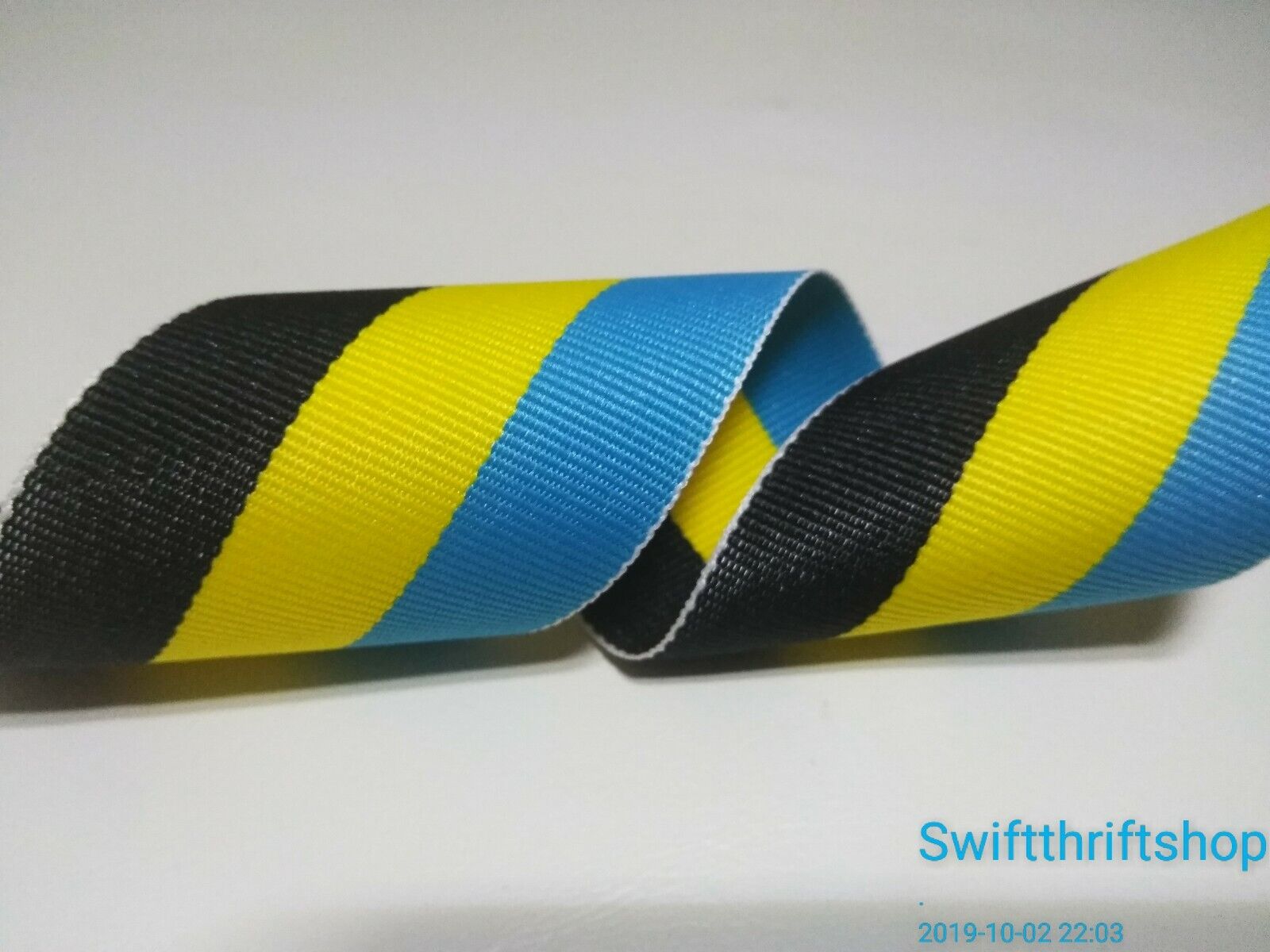 GROSGRAIN RIBBON Multi Color STRIPES Turquoise Yellow Black 1.5" Wide 20 Yards