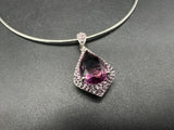 Sterling Silver Amethyst Pendant Necklace 14Gs 16” Long