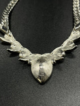 Vintage Signed Monet Herringbone Silver Tone Clear Rhinestone Necklace 16”