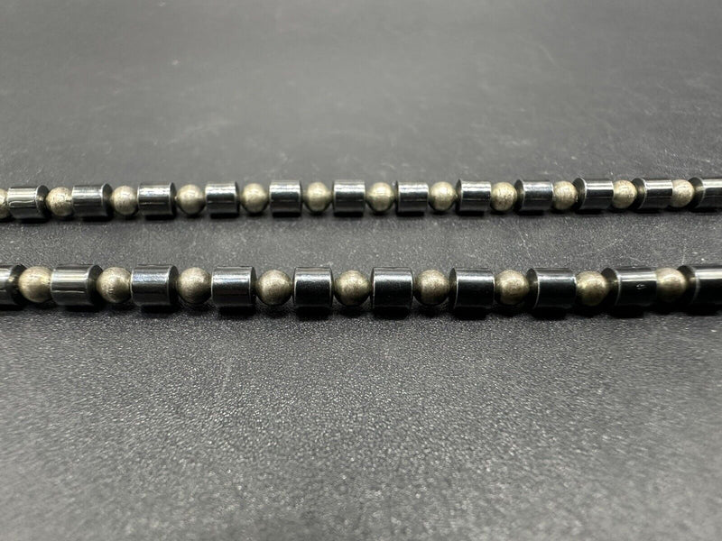 Sterling Silver 925 Hematite Beads Necklace 3.5mm Beads 18”
