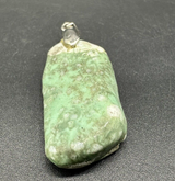 Vintage Nephrite Jade? Polished Stone 925 Sterling Silver Pendant 9Gs 1.5"