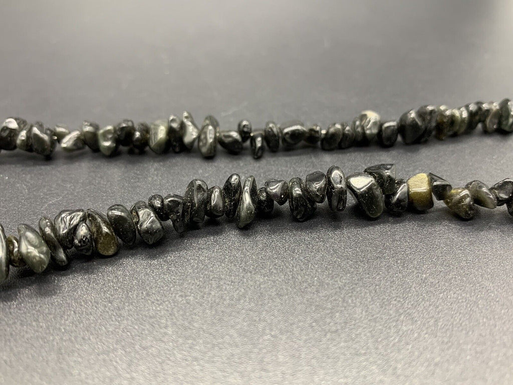 Vintage Black Stones Nugget Beaded Necklace 16”