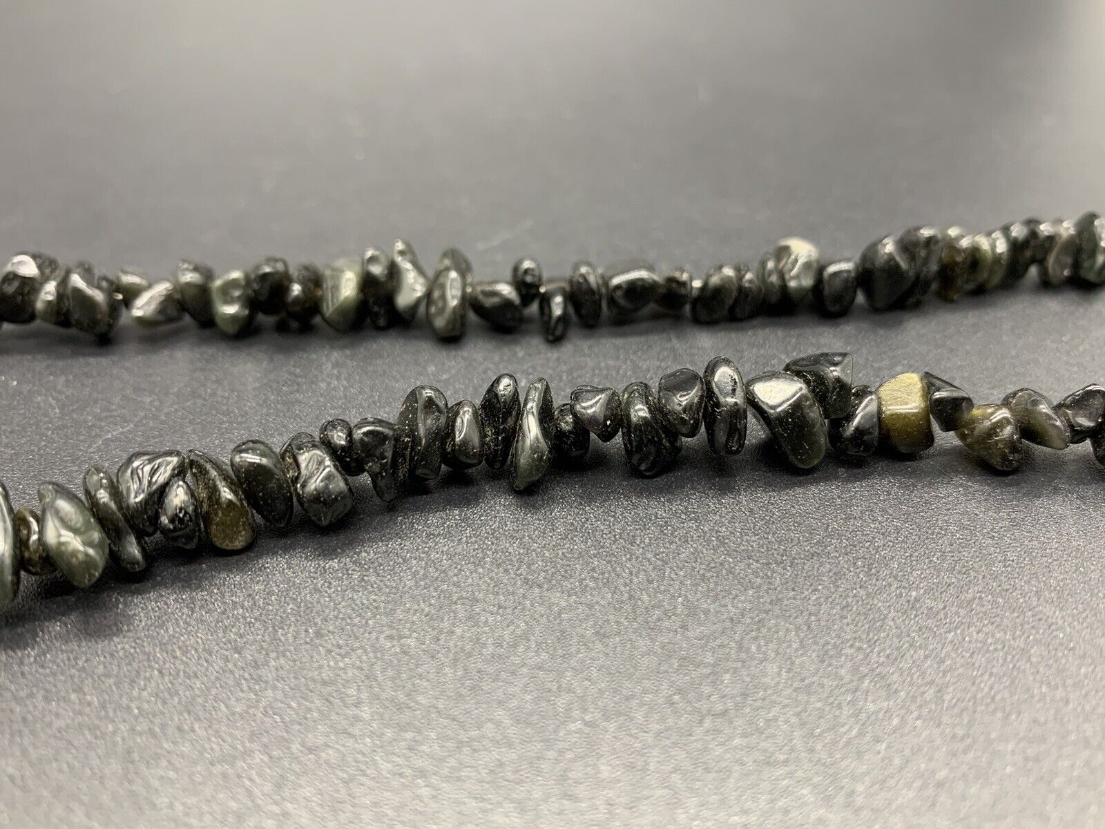 Vintage Black Stones Nugget Beaded Necklace 16”