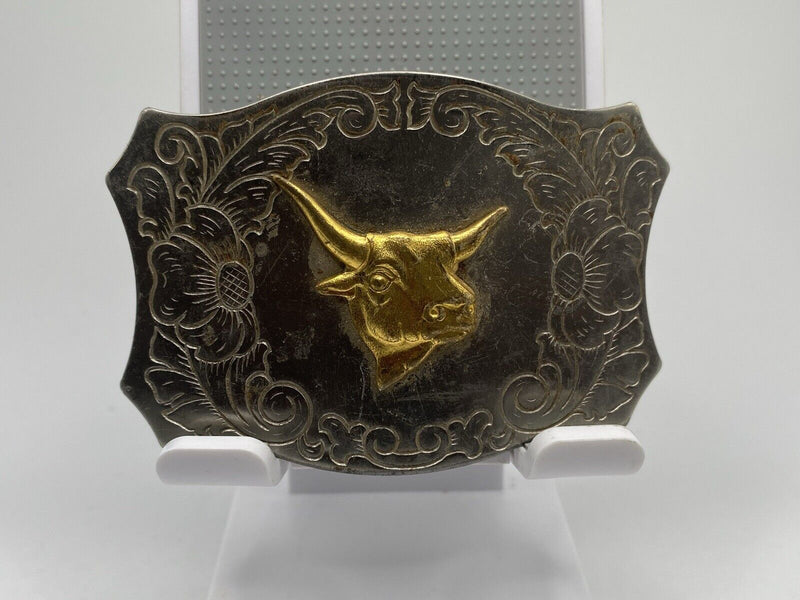 Vintage Mid Century Bull Head Cowboy Rodeo Belt Buckle