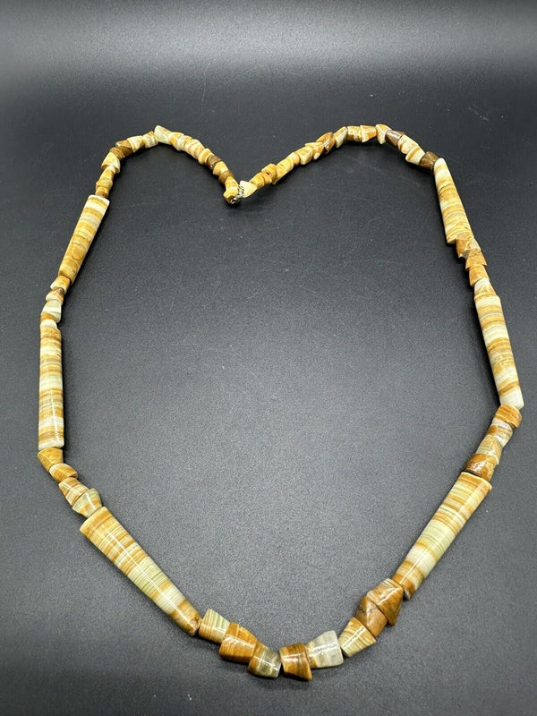 Vintage Agate Gemstone  Beaded Necklace  29”