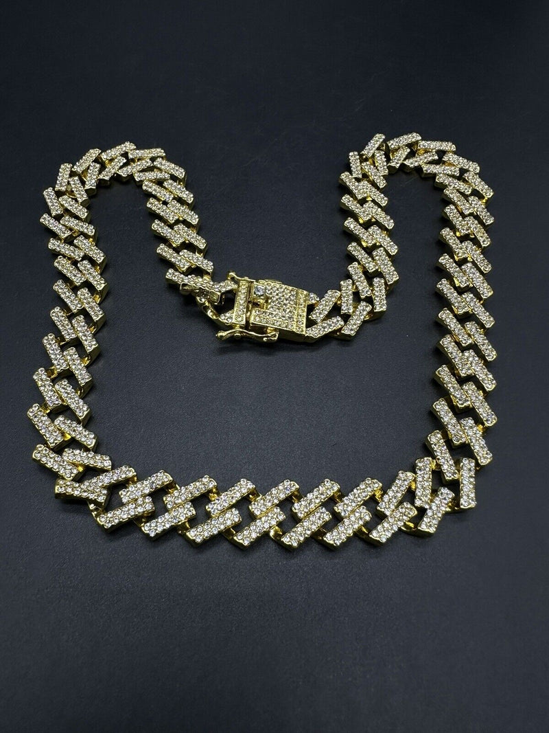 10MM Iced Square Miami Cuban Link Gold Plated 22” Cubic Zirconia Necklace