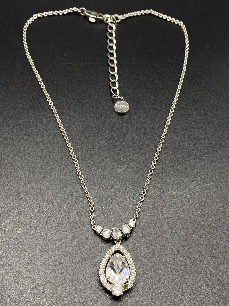 Vintage Givenchy Signed  Crystal Rhinestone Pendant Necklace 16-20" Long