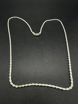 Sterling Silver Rope Necklace Chain 18 Inch, Lobster Clasp 5Gs