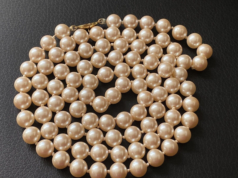 Vintage Monet Faux Pearl Necklace Dainty Classic Pronged Clasp 36" long