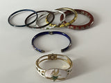 Vintage Cloisonne Enamel Floral Bangle Hinged Bracelet Lot Of 7