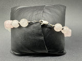 Rose Quartz Heart Nugget Sterling Silver Bracelet Handmade 8.25