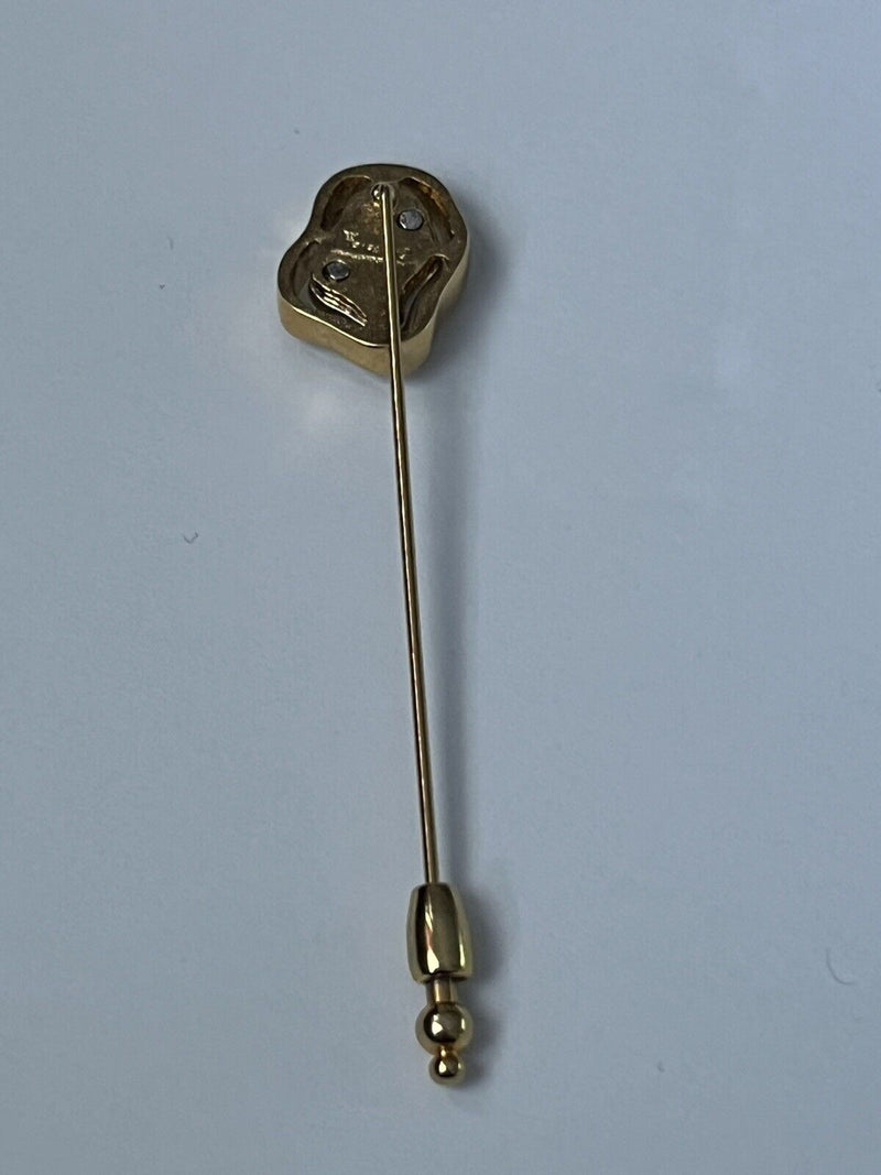 1960'S CROWN TRIFARI GOLD-TONE FINISH RHINESTONE STICK PIN