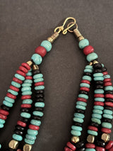 Large Multi Color Boho Beautiful Stunning Multi-Layer Glass Bead Necklace