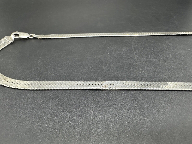 Real Solid 925 Sterling Silver Herringbone Chain Necklace Made in Italy 20g