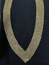 Vintage Gold Tone Mesh V-Front Necklace 16” ~High Quality