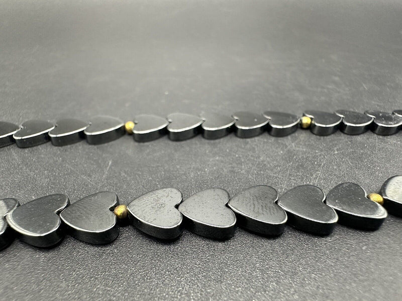 Hematite Stone Heart Necklace 18” 34Gs