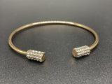 Rose Gold Toned Simple Crystal Ball Pave Cuff Open Bangle Bracelet Women 7Gs