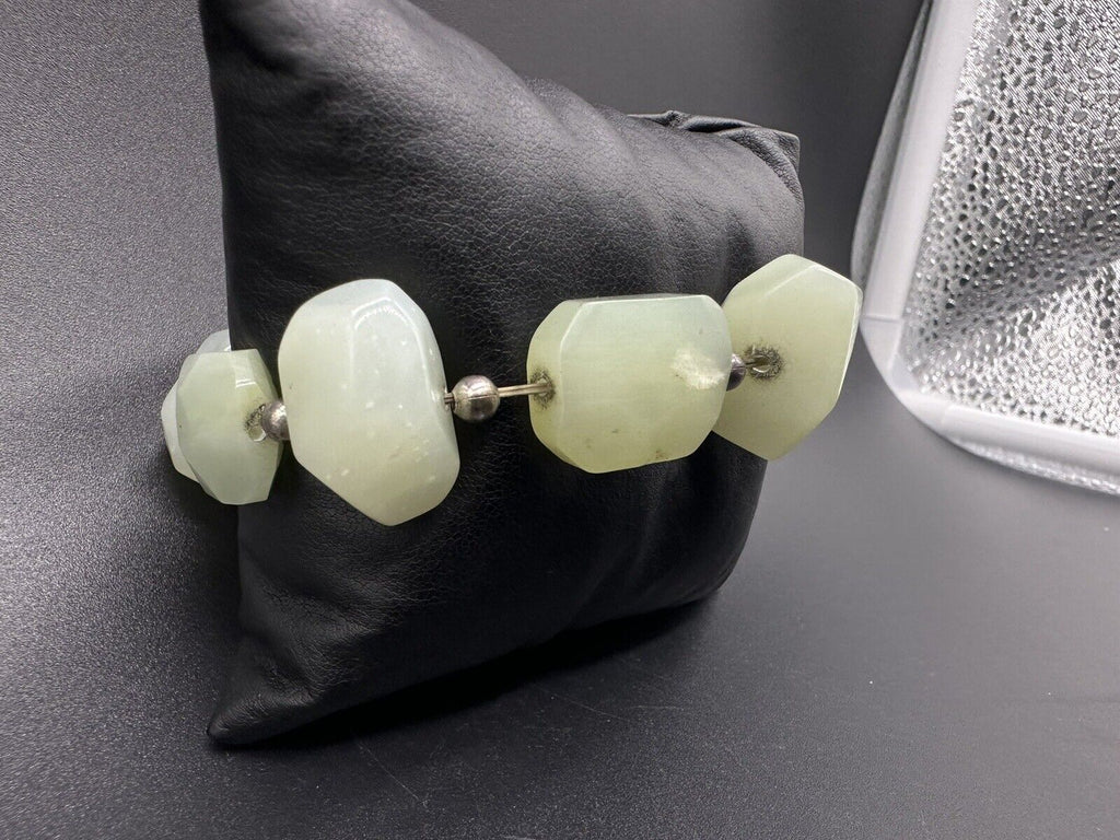 Sterling Silver Elastic Serpentine Beaded Bracelet 7.25”