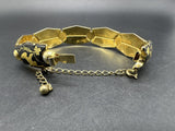 Vintage Damascene Black & Gold Link Bracelet  6.5"