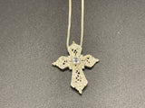 925 Sterling Silver CZ Cross Pendant Necklace 6.3GS 18 Inches