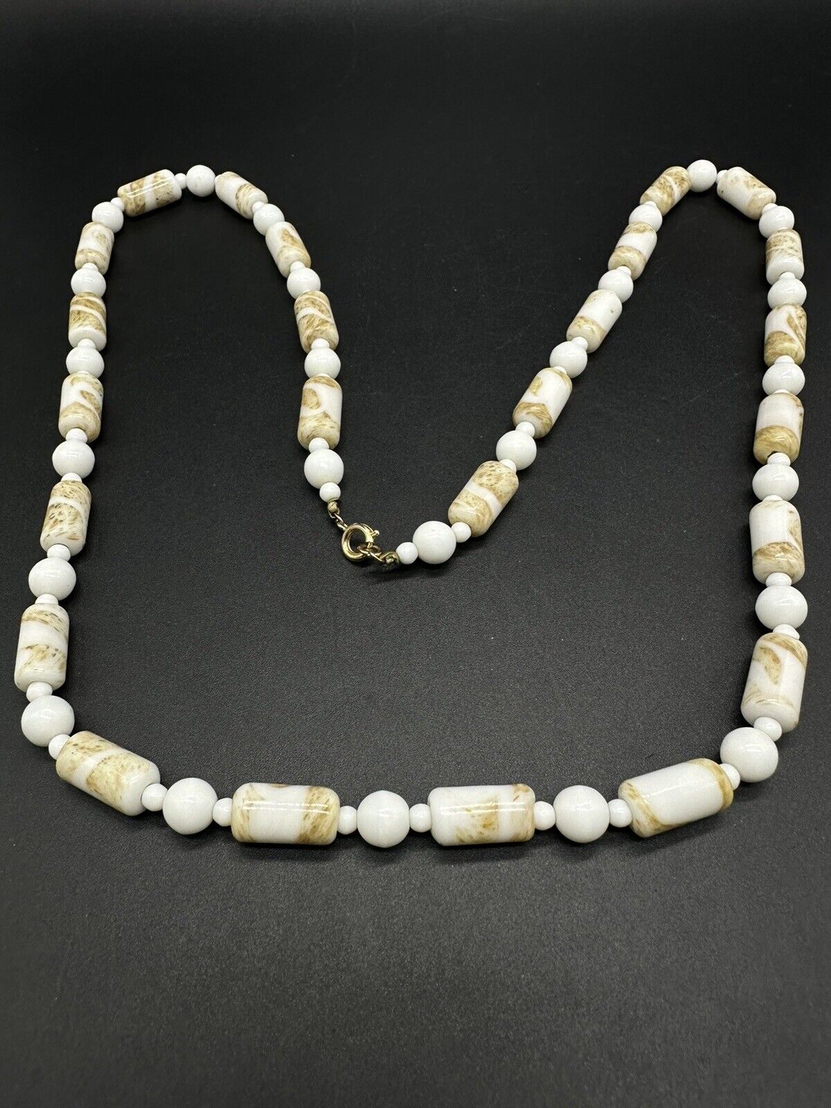 Large Vintage Ceramic Beaded Statement Necklace 30”