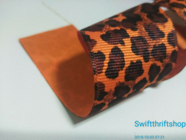 Leopard Cheetah Grosgrain RIBBON Orange Brown 1.5" Wide 20 Yards