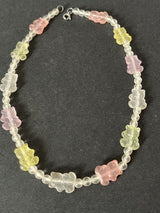 Vintage Acrylic Pastel Gummy Bear Bead Necklace 16”