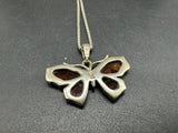 Butterfly Necklace Sterling Silver 925 Pendant with Natural Baltic Amber 20” 9Gs