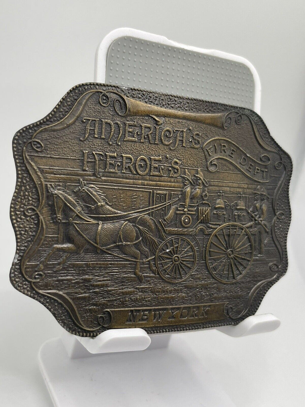 America's Heroes Boston Fire Department Metal Belt Buckle