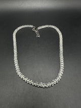 925 Sterling Silver Crystal FacetedGlass Beaded Necklace Handmade 20”