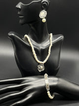 Toree Sterling Silver Freshwater/Faux Pearl Necklace Bracelet & Earring Set