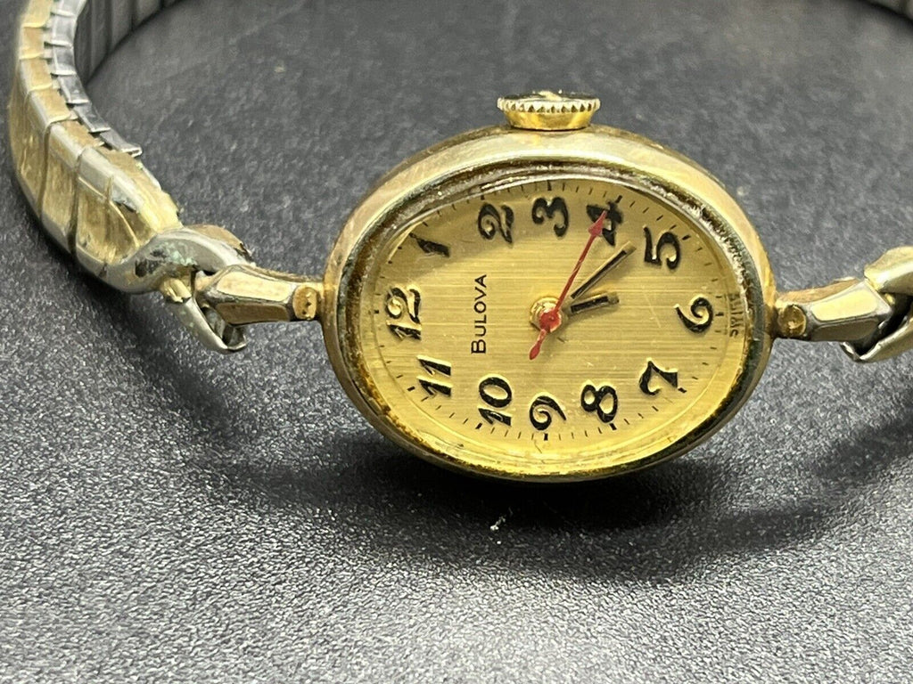 Bulova 10K RGP  woman's wind up watch ~For Parts Or Repair ~