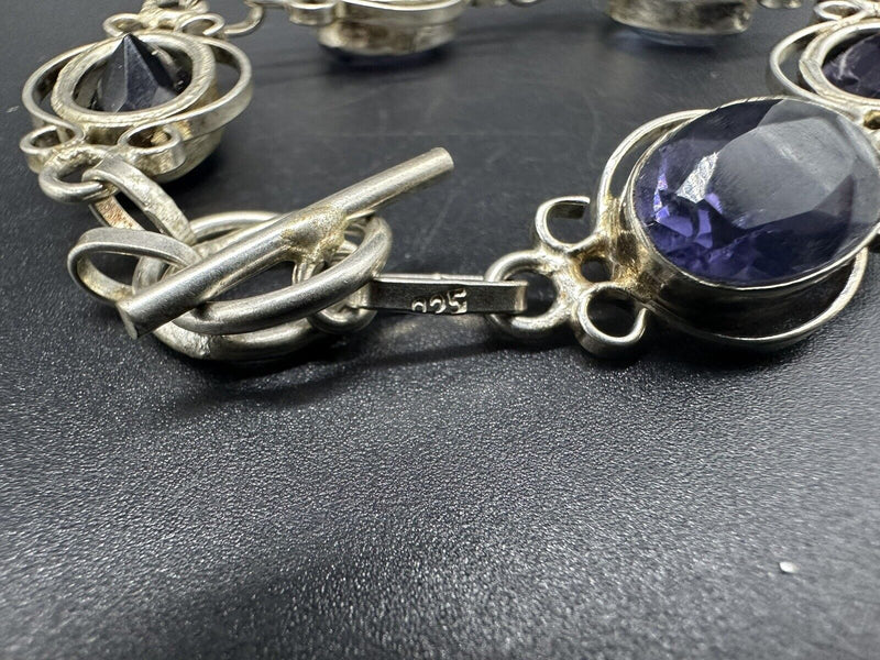Sterling Silver Purple Gems Jewelry Round Bracelet