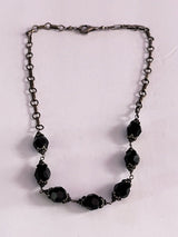 Vintage Sterling Silver Onyx Choker Necklace 15” Choker