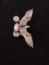 925 Sterling Silver  Eagle Motorcycle Pendant  8.2grams ~1.75”