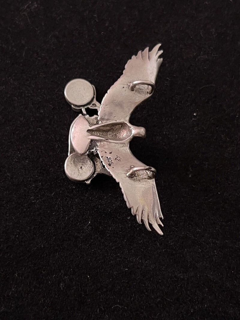 925 Sterling Silver  Eagle Motorcycle Pendant  8.2grams ~1.75”