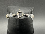 Sterling Silver Crystal Faceted Beaded Bracelet 6.25”