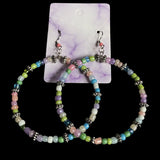 Handmade Crazy Mix Hoop Bead Earrings Pastel Multicolor 2.5"~Cute~