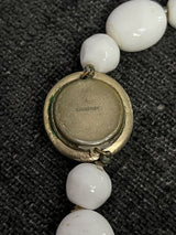 Vintage Castlecliff White Milk Glass Beaded Choker Necklace 16”