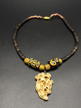 African Trade Millefiori Venetian Bead Stone Heishi Shell Choker Necklace 15"
