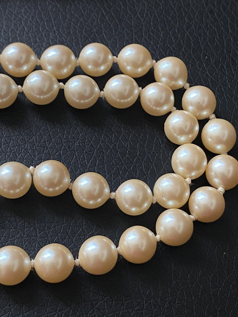 Vintage Monet Faux Pearl Necklace Dainty Classic Pronged Clasp 36" long