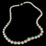 Vintage Gold Filled Graduated Faux Pearls And Rhinestones Necklace 19” Long