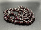 Vtg Genuine Red Garnet Nugget Bead Necklace 34"Continuous Style Strand 77Gs