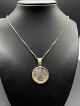 Sterling Silver Round Coin Necklace 16Gs 22”