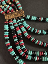 Large Multi Color Boho Beautiful Stunning Multi-Layer Glass Bead Necklace