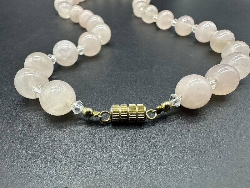 18 inch Long Strand of 10 mm Round Rose Quartz Bead Necklace Strung Knotted