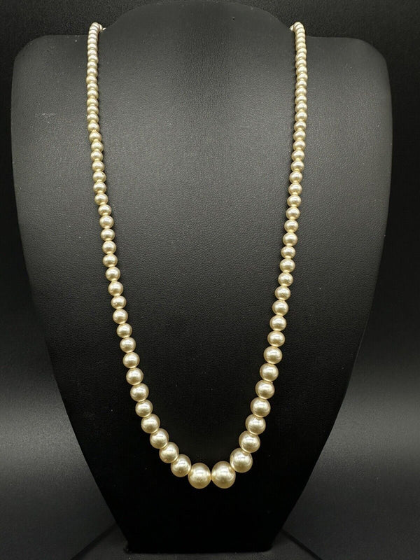 Vintage Necklace Faux Pearl Graduated Hand-tied-on 17”